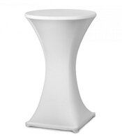 Potah bistro stolek 80 cm, strečový ubrus  bílý, pronájem , půjčovna, bistro stůl, stoly, koktejlové stoly